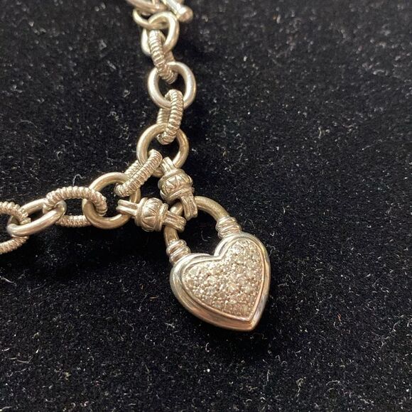 Sterling & Diamond Heart Charm - Picture 2 of 4